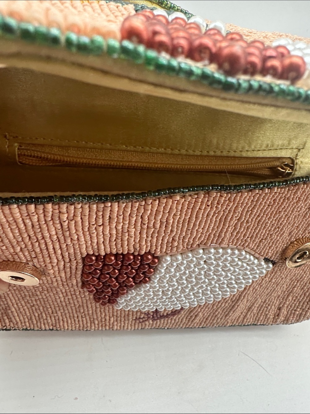 Beaded Duck Accent Peach Pink Crossbody Bag Brand New - Picture 4 of 6